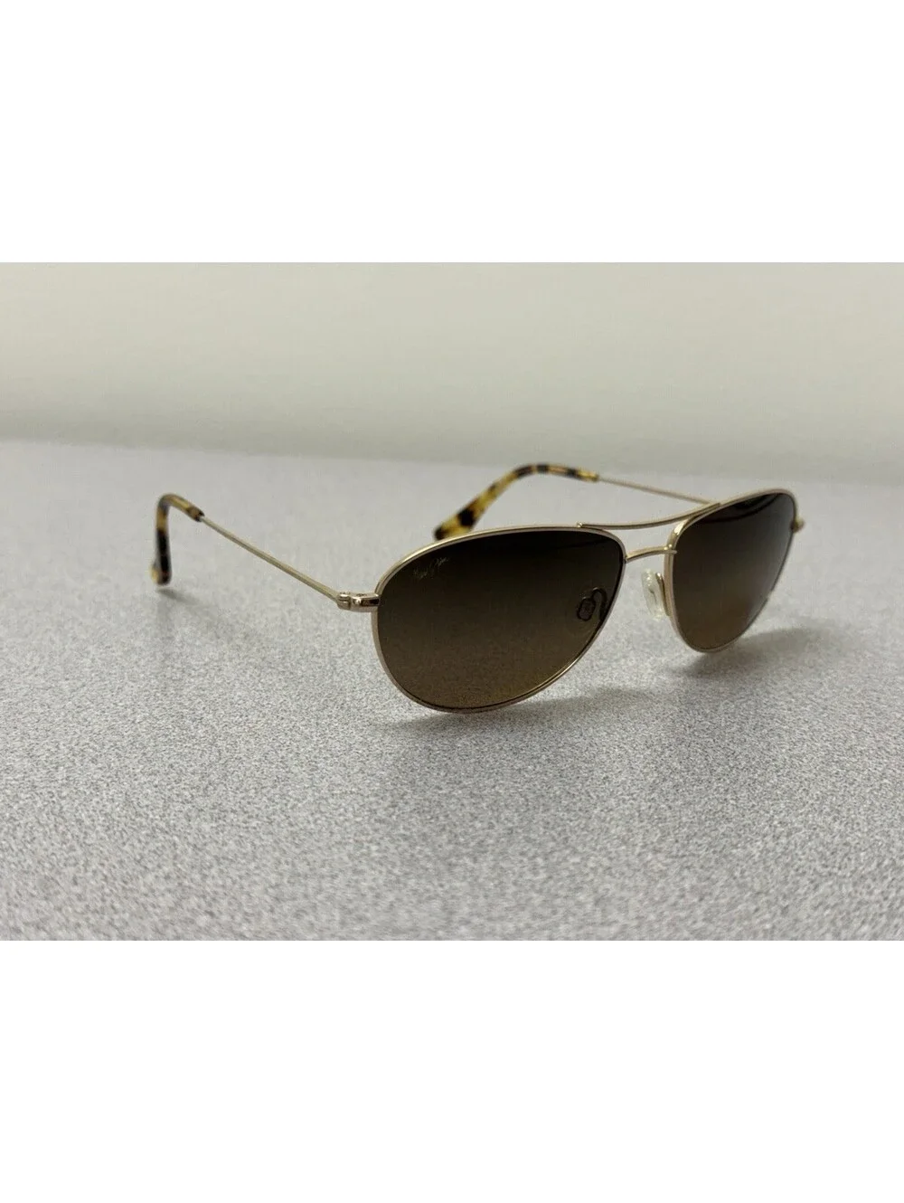 Maui Jim Baby Beach MP-SG Aviator Sunglasses Gold Titanium, Polarized Lens *READ